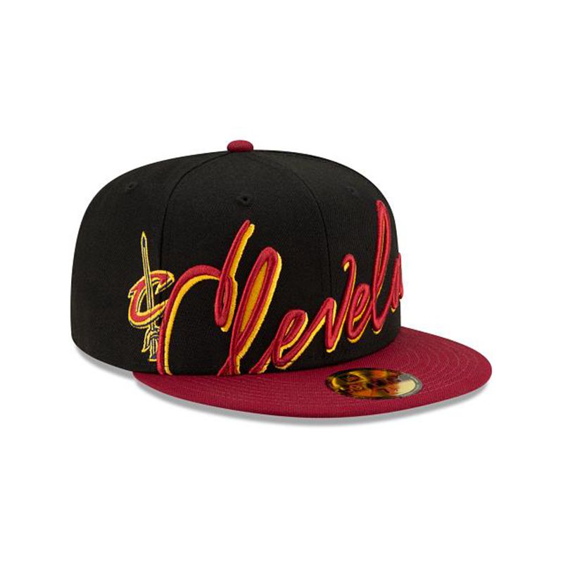 NBA Cleveland Cavaliers Cursive 59Fifty Fitted (IPP7507) - Black New Era Caps